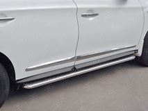 Пороги труба D42 с листом (Лист алюм, проф. нерж) (вариант 1) для Infiniti QX60 2016-