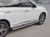 Пороги труба 120х60 овал с проступью для Infiniti QX60 2016-