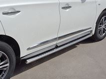 Пороги труба 120х60 овал с проступью для Infiniti QX60 2016-