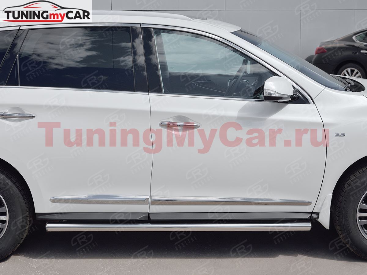 Пороги труба D63 (вариант 3) для Infiniti QX60 2016-