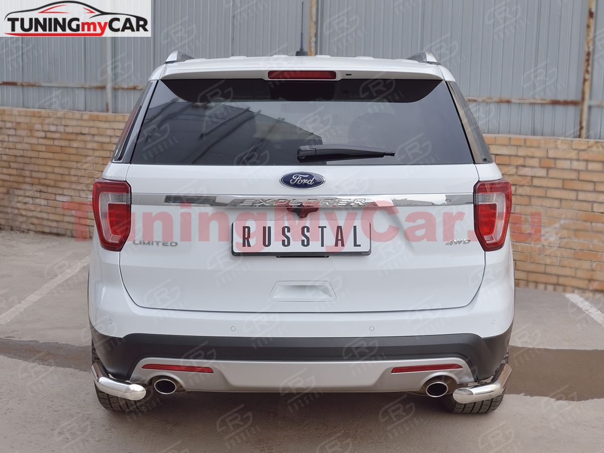 Защита заднего бампера уголки D63 секции для Ford Explorer 2016-