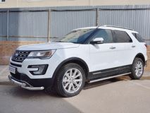 Защита переднего бампера D63 дуга-D63 уголки +клыки для Ford Explorer 2016-