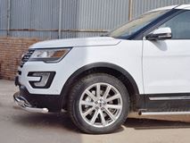 Защита переднего бампера D63 дуга-D63 уголки +клыки для Ford Explorer 2016-