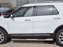 Пороги труба D76 с накладкой (вариант 2) для Ford Explorer 2016-