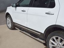 Пороги труба D76 с накладкой (вариант 1) для Ford Explorer 2016-