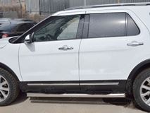Пороги труба D76 с накладкой (вариант 1) для Ford Explorer 2016-