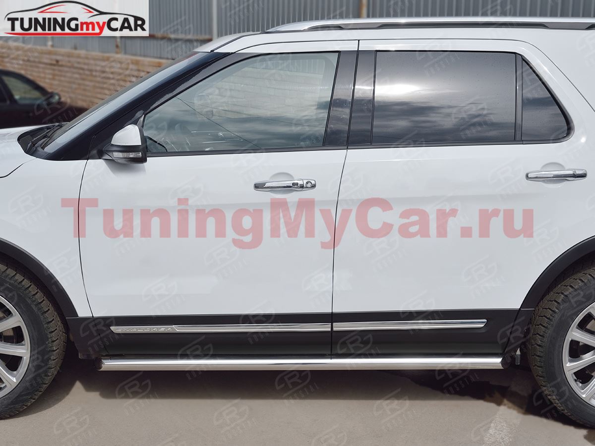 Пороги труба D63 (вариант 1) для Ford Explorer 2016-