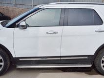 Пороги труба D42 с листом (Лист нерж, проф. нерж) (вариант 3) для Ford Explorer 2016-