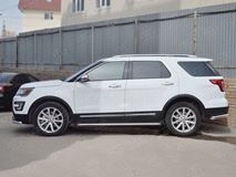 Пороги труба D42 с листом (Лист нерж, проф. нерж) (вариант 3) для Ford Explorer 2016-
