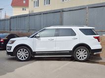 Пороги труба D42 с листом (Лист алюм, проф. нерж) (вариант 1) для Ford Explorer 2016-