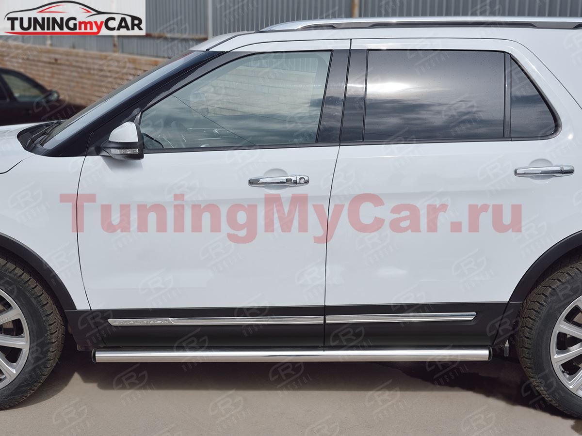 Пороги труба D63 (вариант 2) для Ford Explorer 2016-