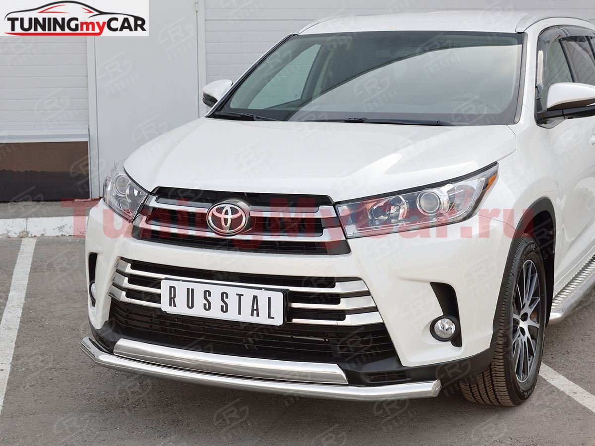 Защита переднего бампера D63 секции-D75х42 дуга для Toyota Highlander 2017