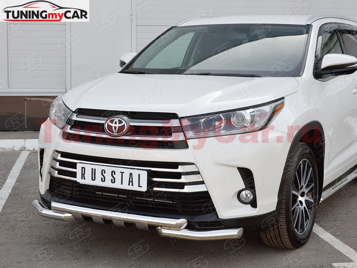Защита переднего бампера D63 дуга-D63 секции +клыки для Toyota Highlander 2017