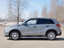 Пороги труба D76 с накладкой (вариант 1) для Suzuki Vitara 2015-