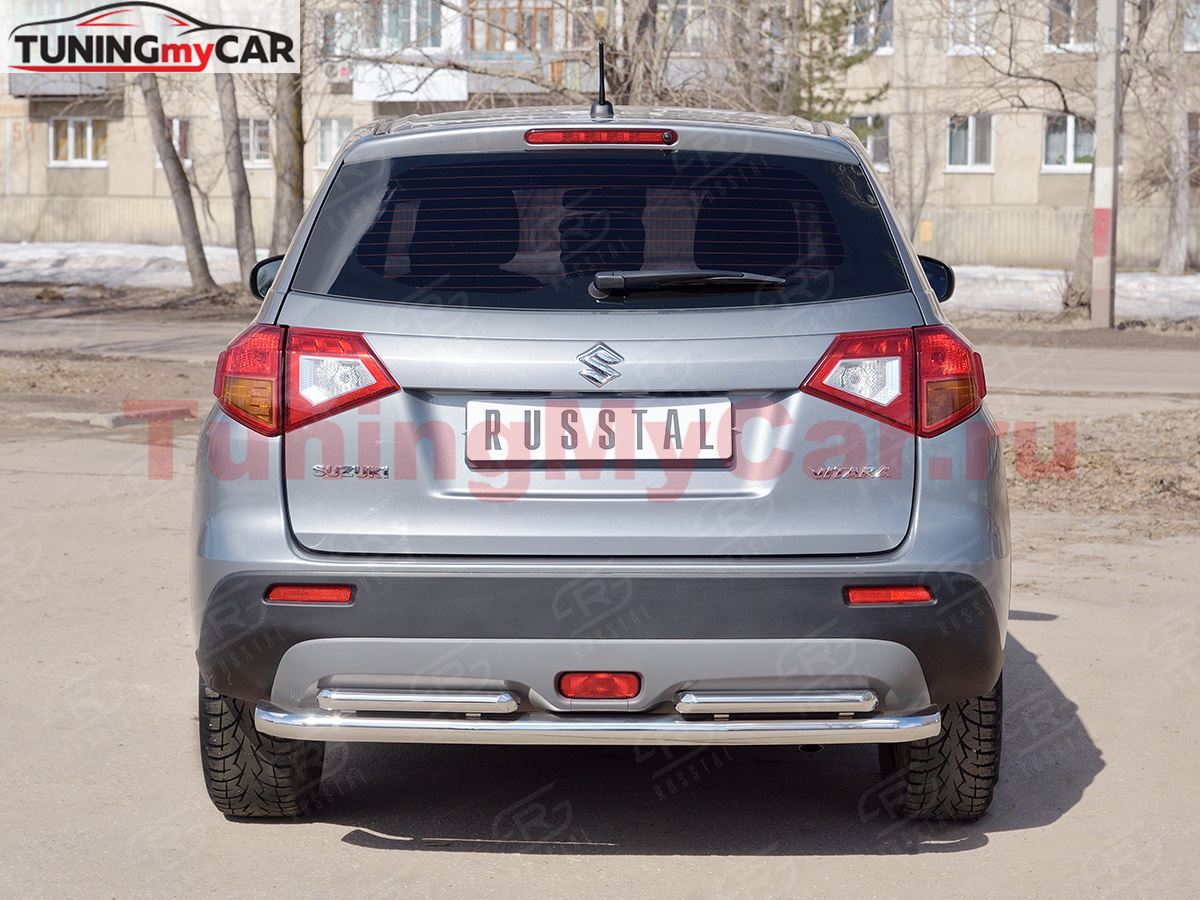 Защита заднего бампера D63 секции D42х2 прямая для Suzuki Vitara 2015-