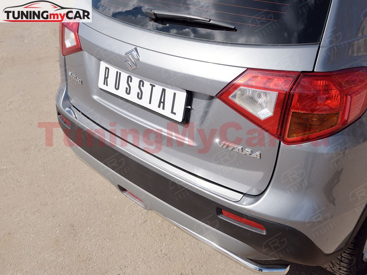Накладка на задний бампер (лист нерж зеркальный) для Suzuki Vitara 2015-