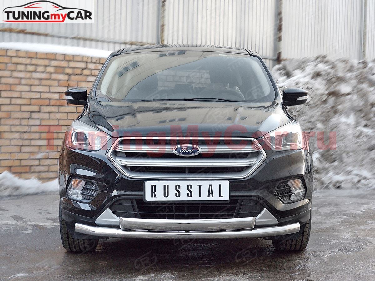 Защита переднего бампера D63 секции-D75х42 дуга для Ford Kuga 2016-