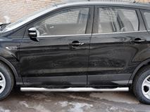 Пороги труба D76 с накладкой (вариант 3) для Ford Kuga 2016-