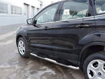 Пороги труба D76 с накладкой (вариант 3) для Ford Kuga 2016-