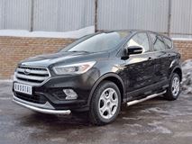 Пороги труба D76 с накладкой (вариант 2) для Ford Kuga 2016-