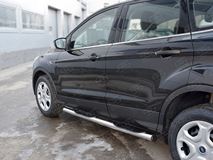 Пороги труба D76 с накладкой (вариант 2) для Ford Kuga 2016-