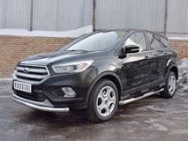 Пороги труба D76 с накладкой (вариант 1) для Ford Kuga 2016-