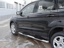 Пороги труба D76 с накладкой (вариант 1) для Ford Kuga 2016-
