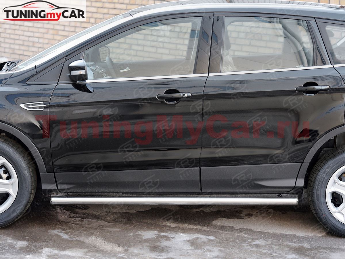 Пороги труба D63 (вариант 3) для Ford Kuga 2016-