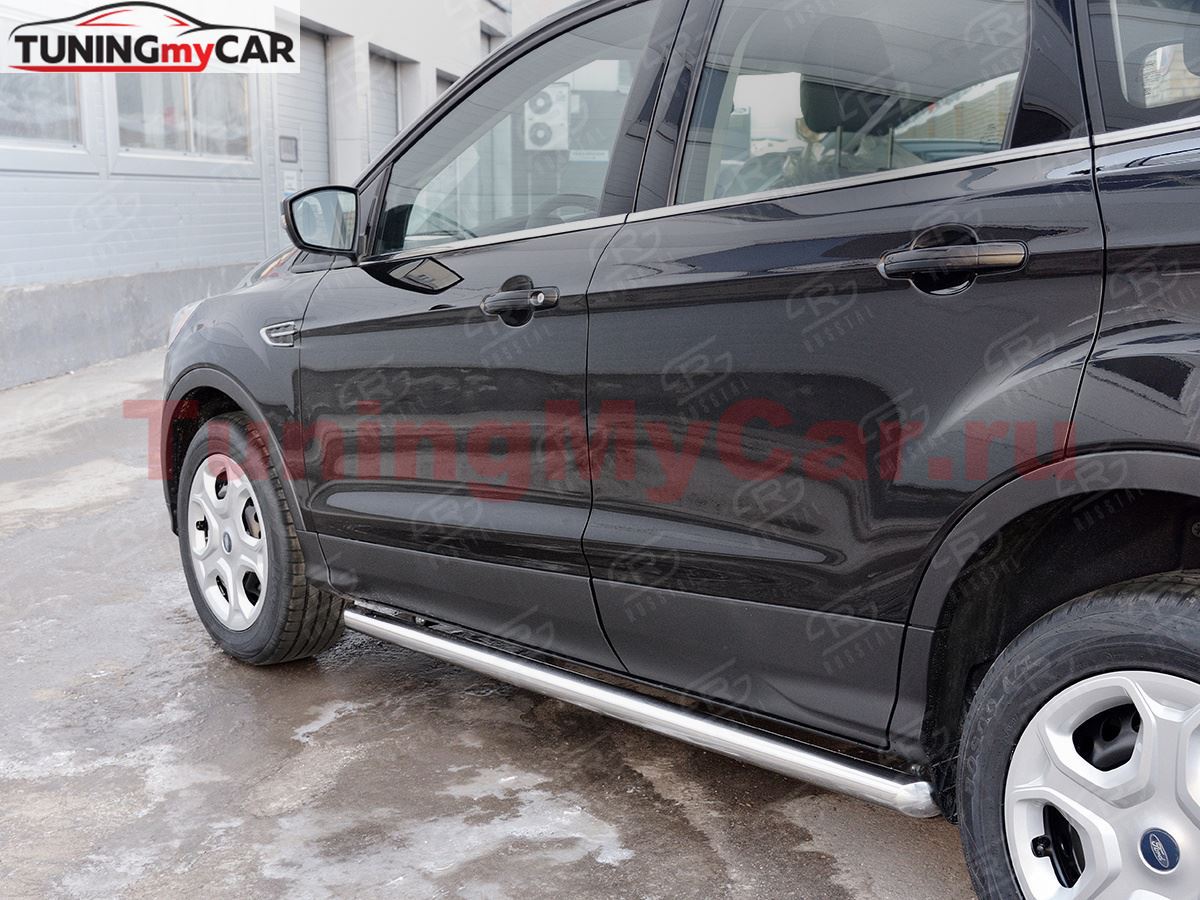 Пороги труба D63 (вариант 1) для Ford Kuga 2016-