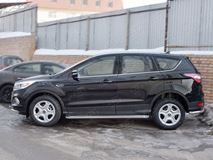 Пороги труба D42 с листом (Лист нерж, проф. нерж) (вариант 3) для Ford Kuga 2016-
