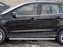 Пороги труба D42 с листом (Лист алюм, проф.сталь) (вариант 2) для Ford Kuga 2016-