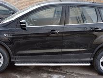 Пороги труба D42 с листом (Лист алюм, проф. нерж) (вариант 1) для Ford Kuga 2016-