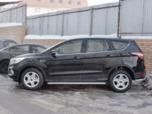 Пороги труба D42 с листом (Лист алюм, проф. нерж) (вариант 1) для Ford Kuga 2016-