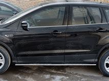 Пороги труба 75х42 овал с проступью для Ford Kuga 2016-