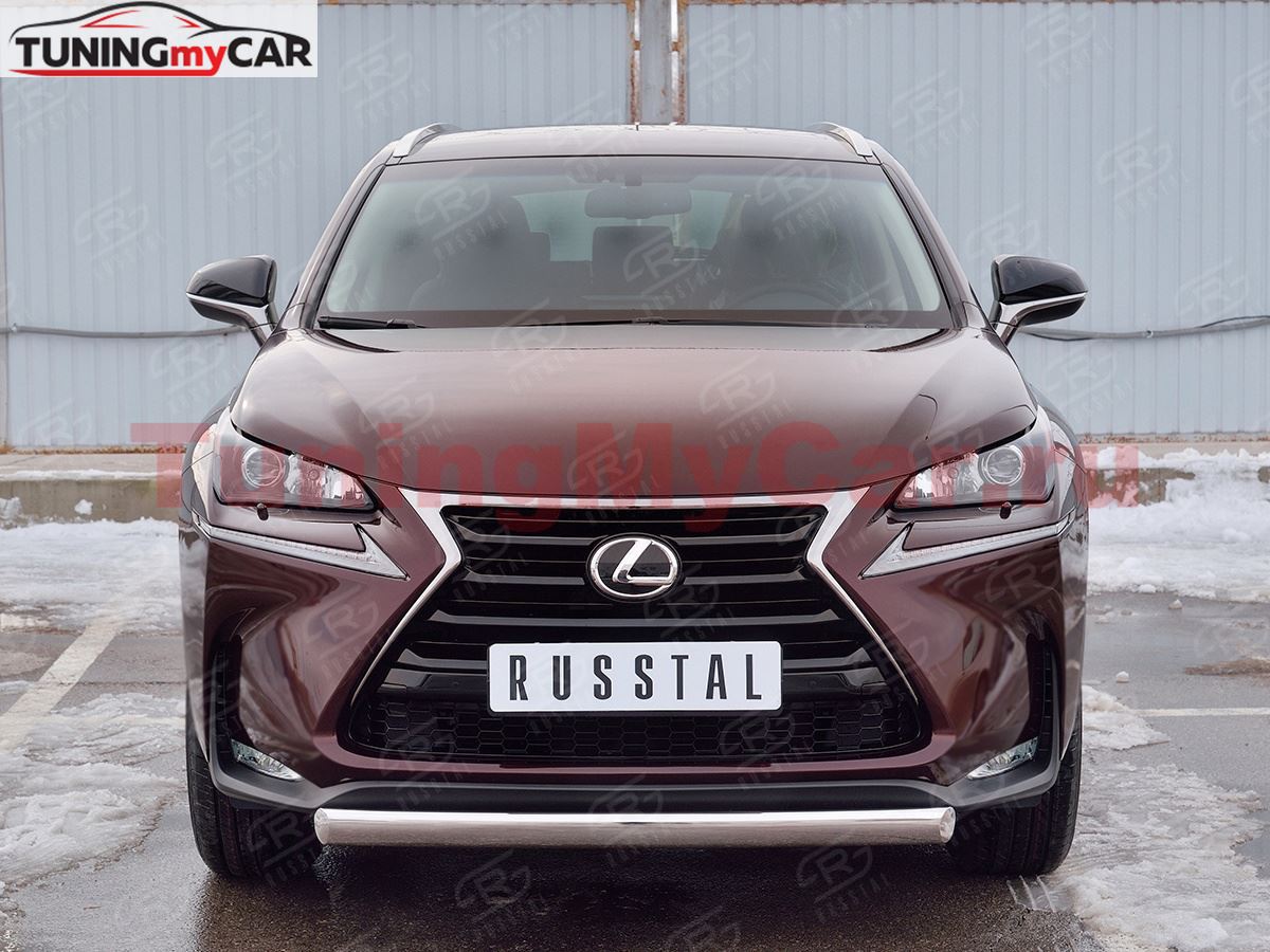Защита переднего бампера D75х42 дуга для Lexus NX 200 2014 (кроме F-Sport)
