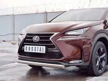 Защита переднего бампера D75х42 дуга для Lexus NX 200 2014 (кроме F-Sport)