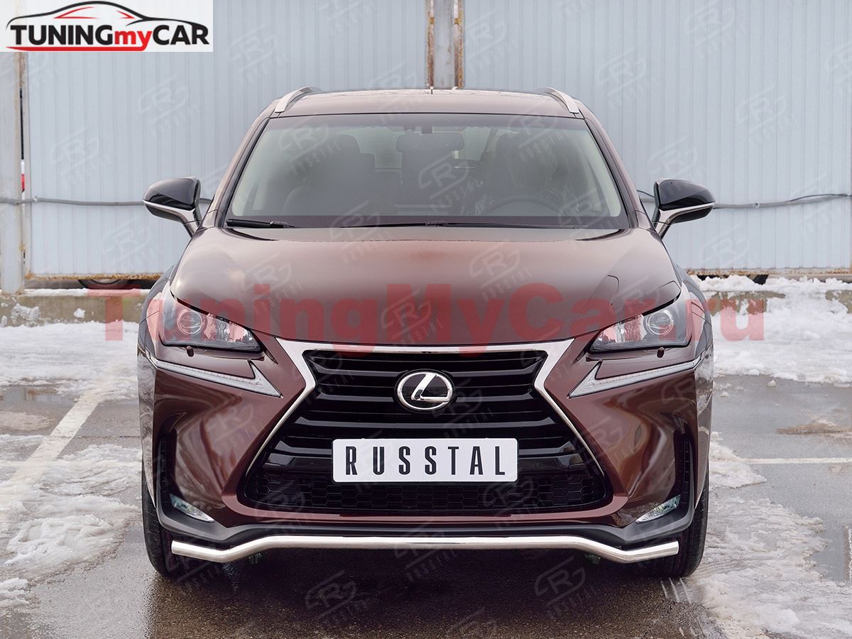 Защита переднего бампера D42 волна для Lexus NX 200 2014 (кроме F-Sport)