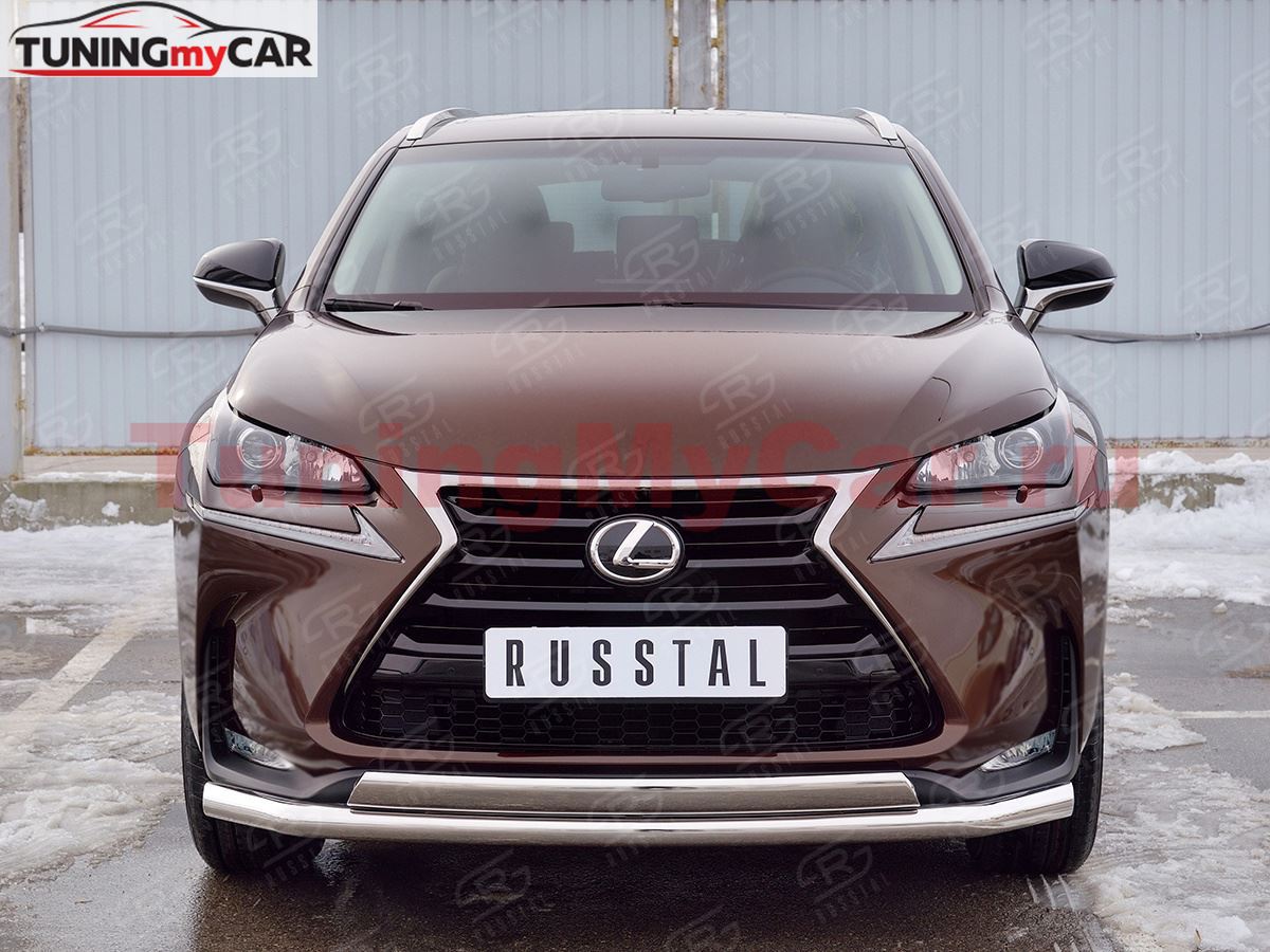 Защита переднего бампера D63 секции-D75х42 дуга для Lexus NX 200 2014 (кроме F-Sport)