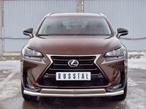 Защита переднего бампера D63 секции-D75х42 дуга для Lexus NX 200 2014 (кроме F-Sport)