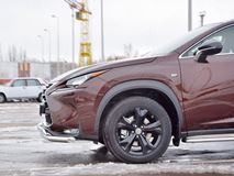 Защита переднего бампера D63 секции-D75х42 дуга для Lexus NX 200 2014 (кроме F-Sport)