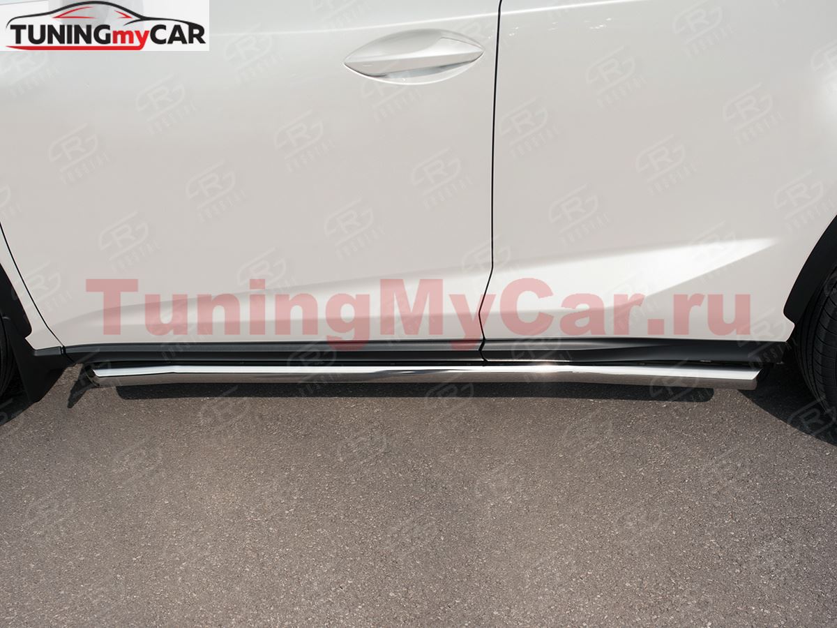 Пороги труба D63 (вариант 1) дуга для Lexus NX 200 2014 (кроме F-Sport)