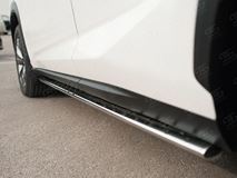 Пороги труба 75х42 овал с проступью для Lexus NX 200 2014 (кроме F-Sport)