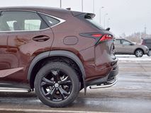 Защита заднего бампера D42 секции с надписью для Lexus NX 200 2014 (кроме F-Sport)