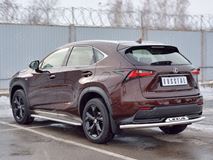 Защита заднего бампера D63 секции с надписью для Lexus NX 200 2014 (кроме F-Sport)