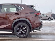 Защита заднего бампера D63 секции с надписью для Lexus NX 200 2014 (кроме F-Sport)