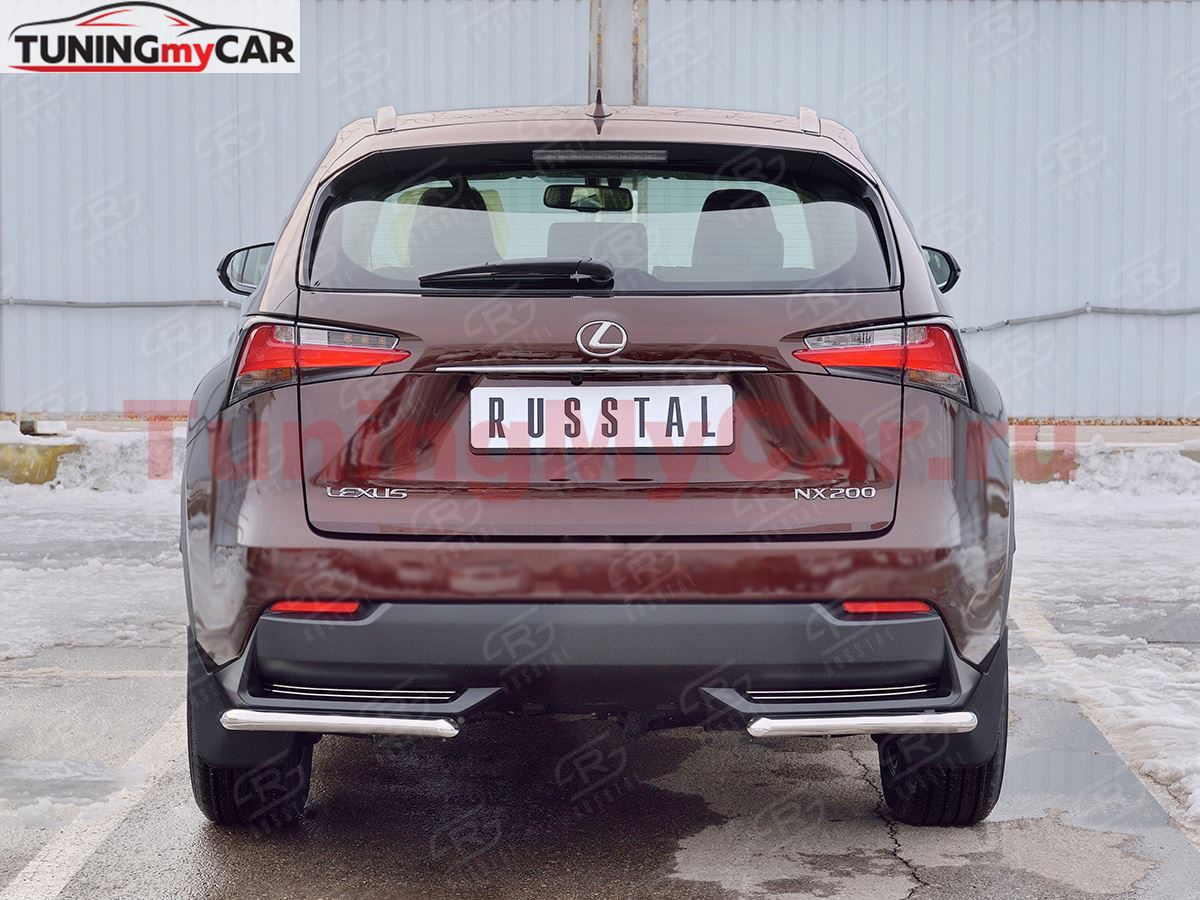 Защита заднего бампера уголки D42 секции для Lexus NX 200 2014 (кроме F-Sport)