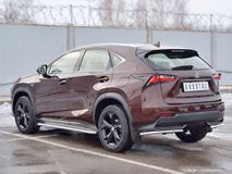 Защита заднего бампера уголки D42 секции для Lexus NX 200 2014 (кроме F-Sport)