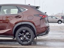 Защита заднего бампера уголки D42 секции для Lexus NX 200 2014 (кроме F-Sport)