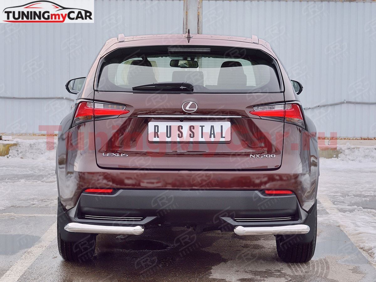 Защита заднего бампера уголки D63 секции для Lexus NX 200 2014 (кроме F-Sport)