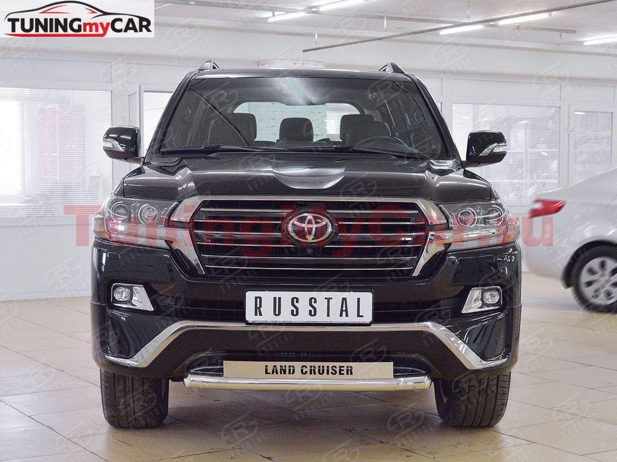 Защита переднего бампера D63 секции с надписью для Toyota Land Cruiser 200 2015 Executive